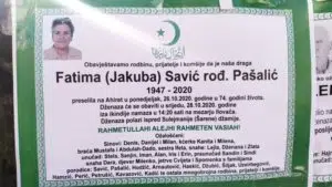 Preminula Fatima Savić rođ. Pašalić