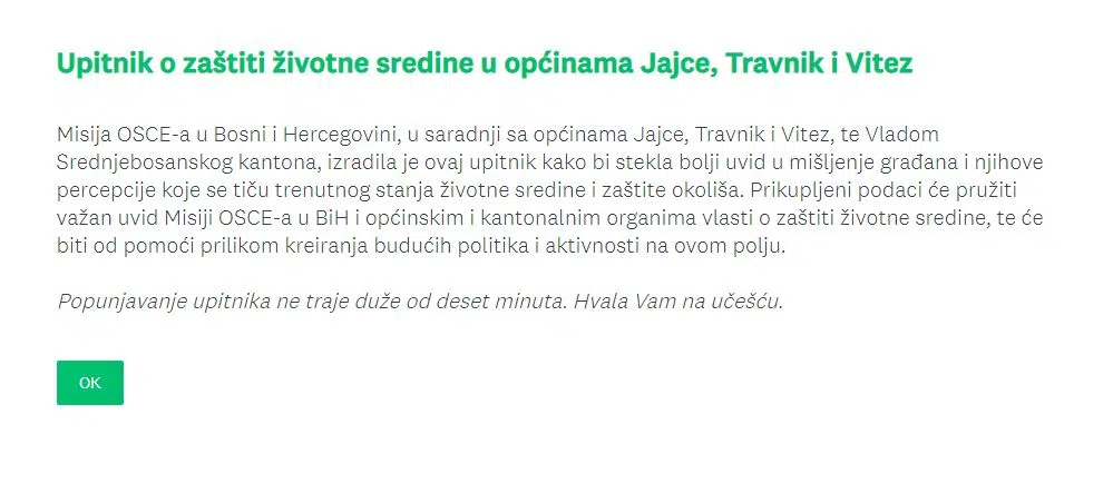 Misija OSCE-a, u saradnji sa općinama Jajce, Travnik i Vitez i Vladom SBK provodi istraživanje