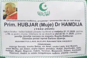 Sutra dženaza prim. dr. Hamdiji Hubjaru