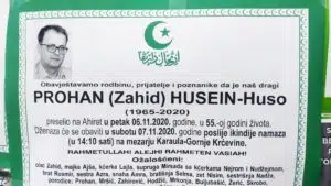 Preminuo Prohan Husein Huso