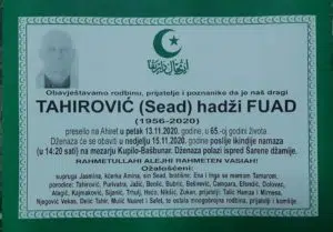 U 65.-oj godini života na Ahiret preselio hadži Fuad Tahirović
