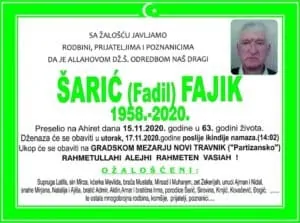 U Novom Travniku preminuo Šarić Fajik