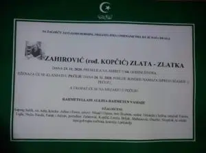 Preminula Zahirović Zlata