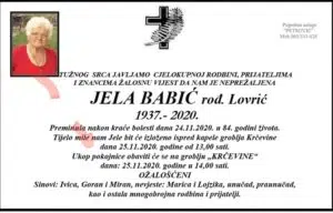 Preminula Jela Babić