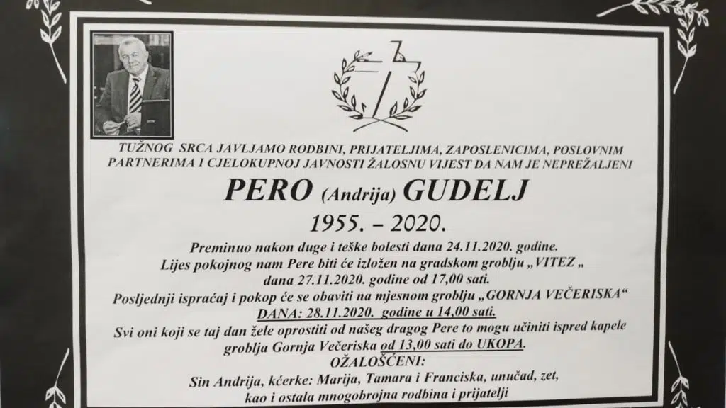 U subotu sahrana Peri Gudelju