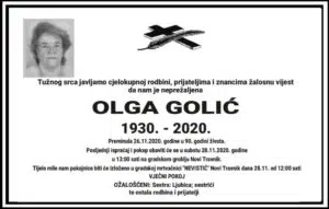Preminula Olga Golić