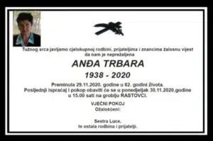 Preminula Anđa Trbara
