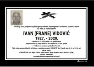 U 94. godini preminuo Ivan Vidović