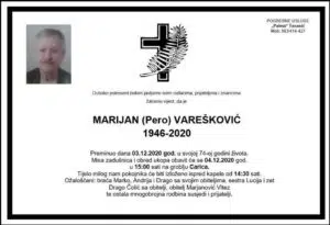 Danas sahrana Marijanu Vareškoviću