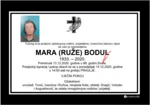 Preminula Mara Bodul
