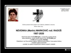 Preminula Nevenka Marković