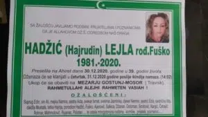 Preminula Hadžić Lejla rođ. Fuško