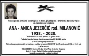 Preminula Ana Jezerčić