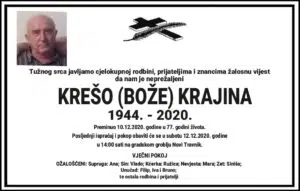 U 77. godini života preminuo Krešo Krajina