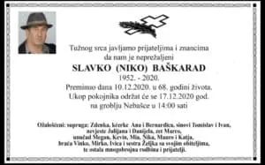 Danas sahrana Slavku Baškaradu