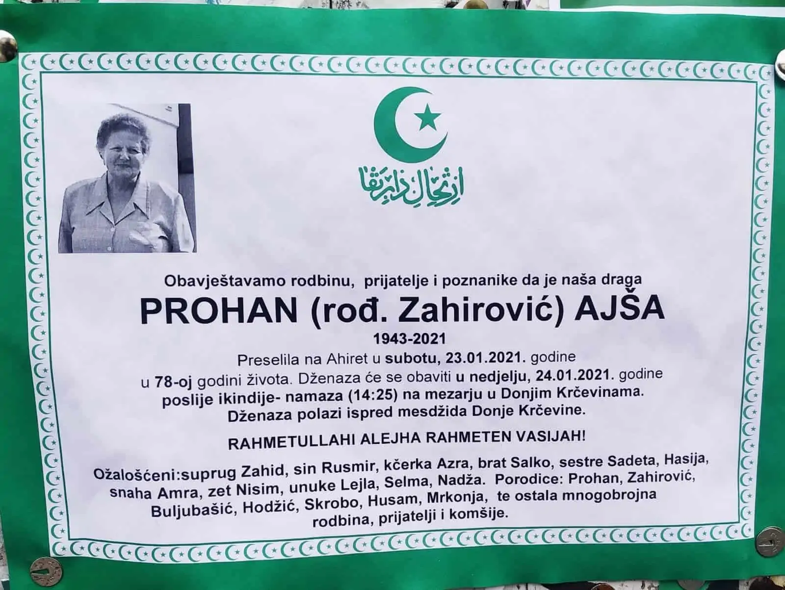 Preminula Ajša Prohan