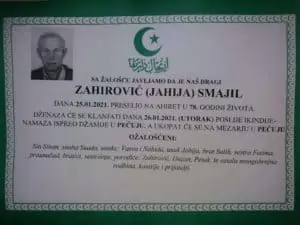 Preminuo Smajil Zahirović