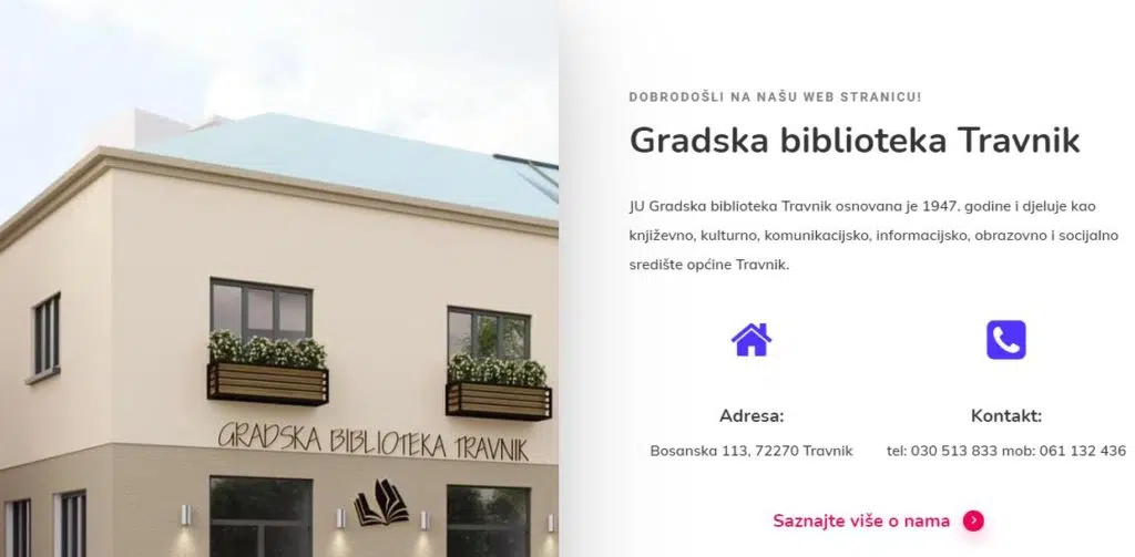 U funkciji web stranica Gradske biblioteke Travnik