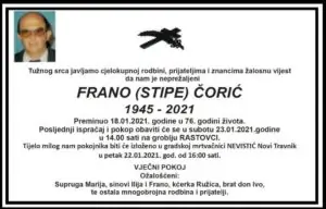 Preminuo Frano Čorić