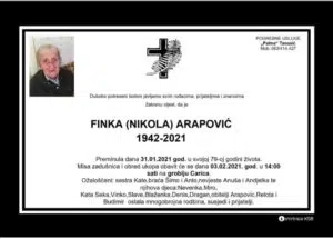 Preminula Finka Arapović