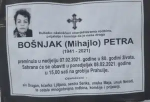 Preminula Bošnjak Petra