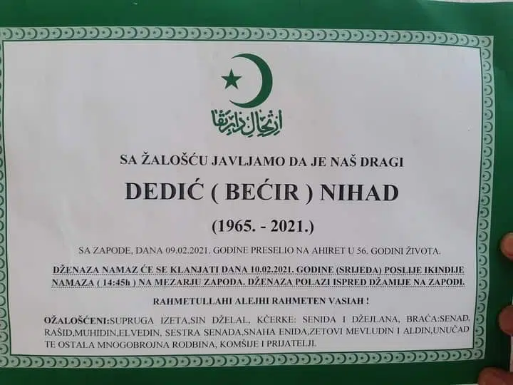 Preminuo Nihad Dedić