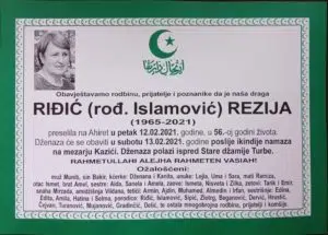 Preminula Riđić Rezija