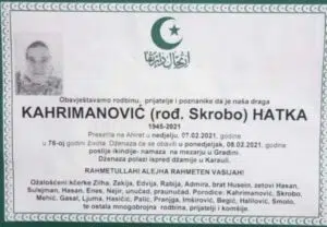 Preminula Kahrimanović Hatka