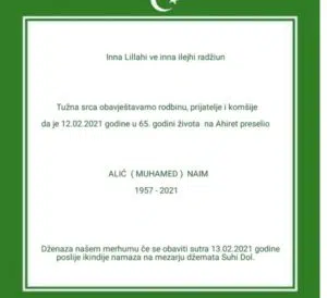 Preminuo Alić Naim