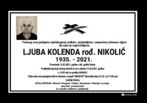 Preminula Ljuba Kolenda