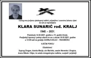 Preminula Klara Sunarić