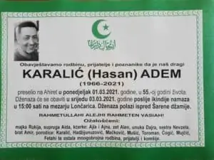 Preminuo Karalić Adem