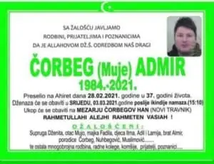 Preminuo Čorbeg Admir