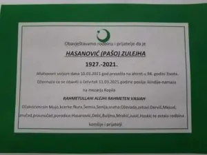 Preminula Zulejha Hasanović