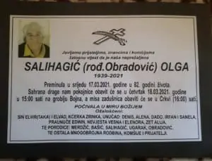 Preminula Salihagić Olga
