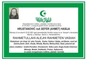 Preminula Hrustanović Hasija