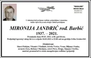 Preminula Mironija Jandrić