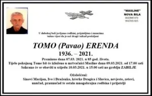 Preminuo Tomo Erenda
