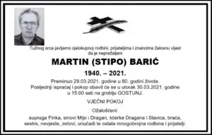 Preminuo Martin Barić