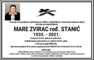 Preminula Mare Zvirac