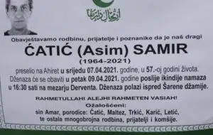 Preminuo Ćatić Samir