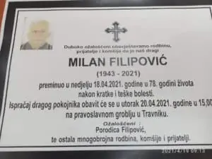 Sutra sahrana Milanu Filipoviću
