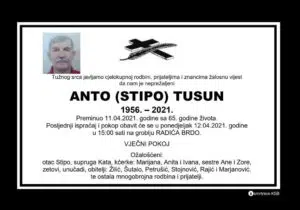 Preminuo Anto Tusun