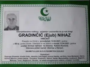 Preminuo Gradinčić Nihaz