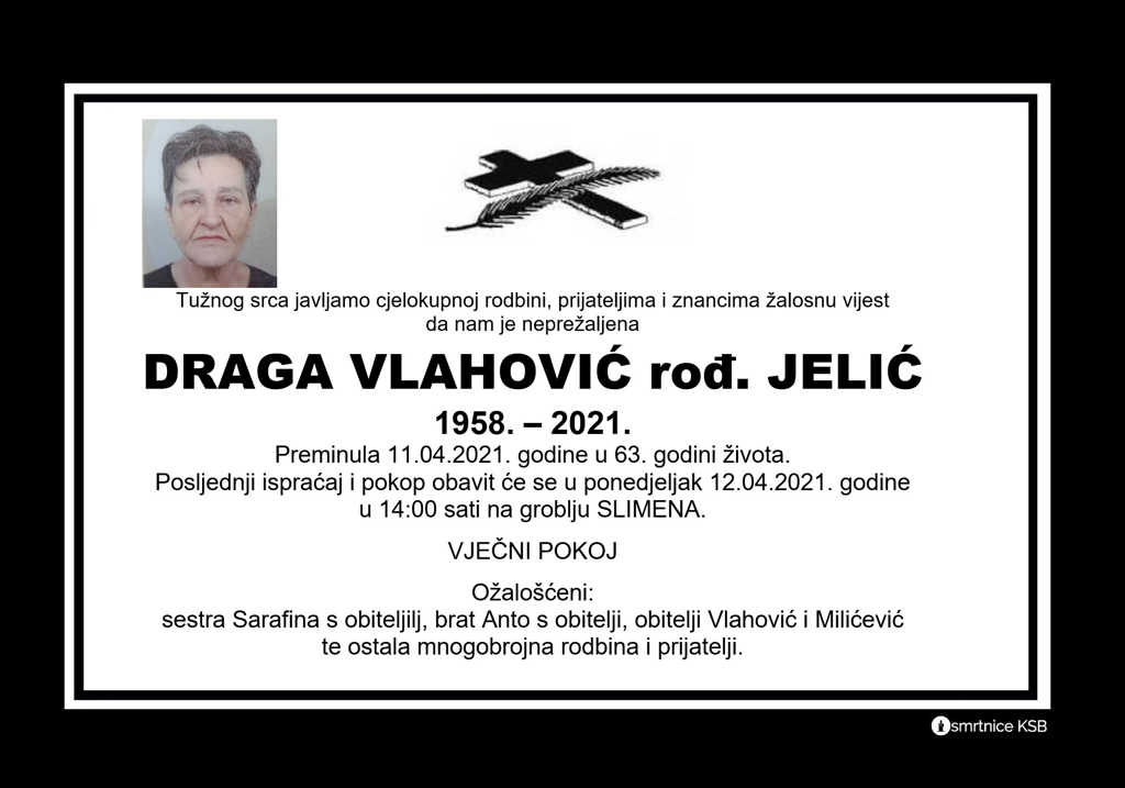 Preminula Draga Vlahović