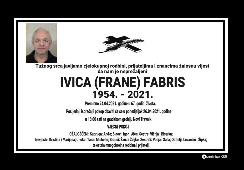Preminuo Ivica Fabris