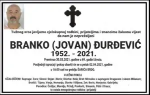Preminuo Branko Đurđević