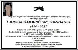 Preminula Ljubica Čakarić