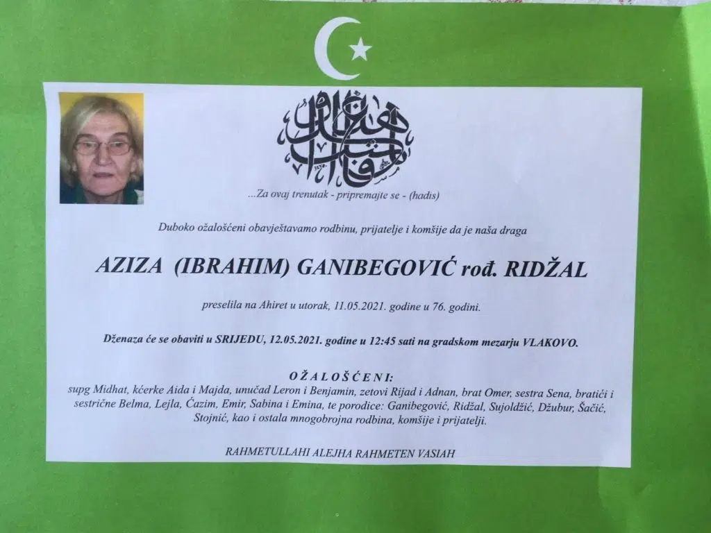 Preminula Aziza Ganibegović
