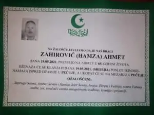 Preminuo Zahirović Ahmet